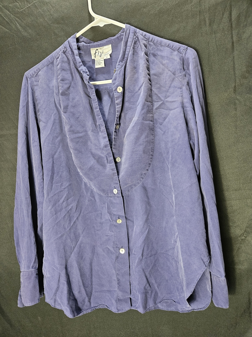 FIJI Sport 100% Silk Button Front Blouse Purple Size Small